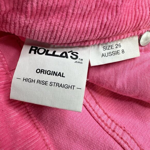 Rollas Corduroy Jeans 26 Original Straight Hot Pink Hi Rise Preppy Barbie *Flaw - Picture 11 of 14